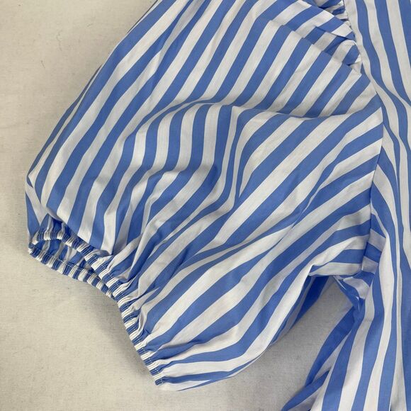 Marc New York Andrew Marc Blue White Striped Peplum Top NWT Medium - Picture 5 of 10